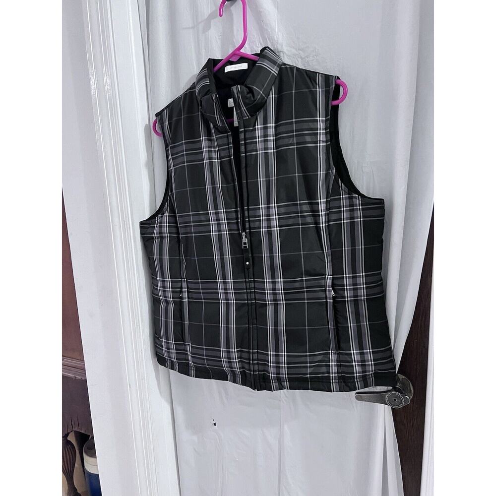 Charter Club Reversible Plaid/solid Down Puffer Full Zip Vest L gorpcore outdoor